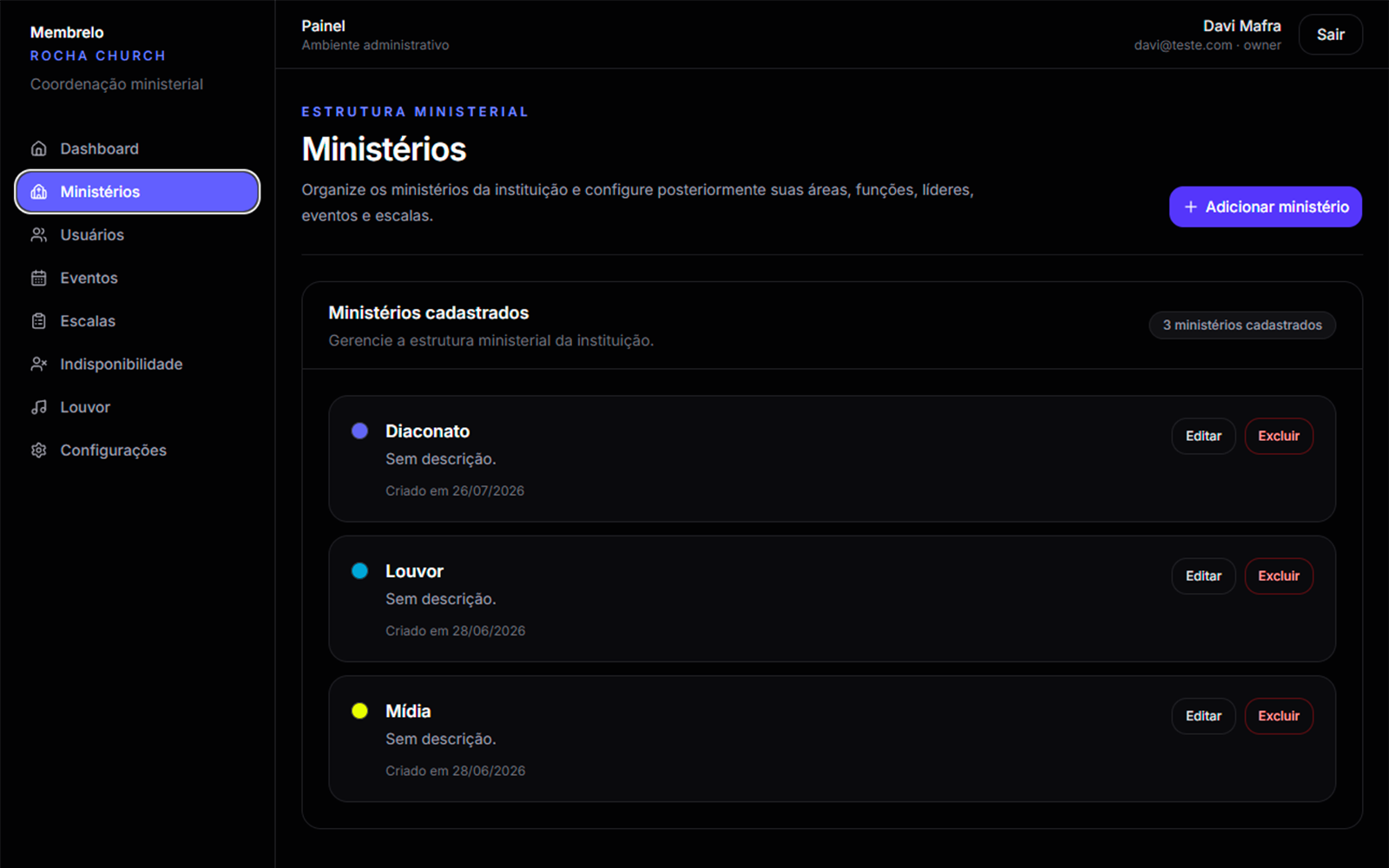 Área reservada para screenshot do projeto Membrelo